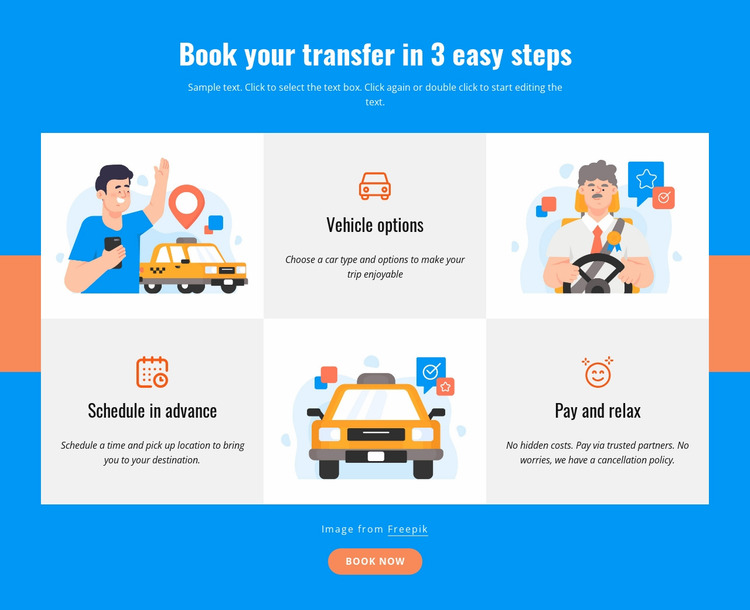 Book your transfer in 3 steps Html Website Builder