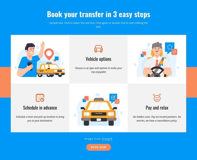Book your transfer in 3 steps Wix Template Alternative