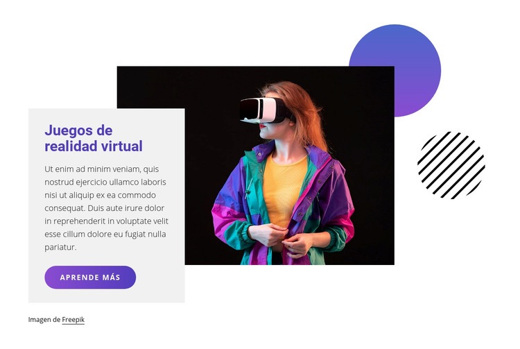 Juegos de realidad virtual Maqueta de sitio web