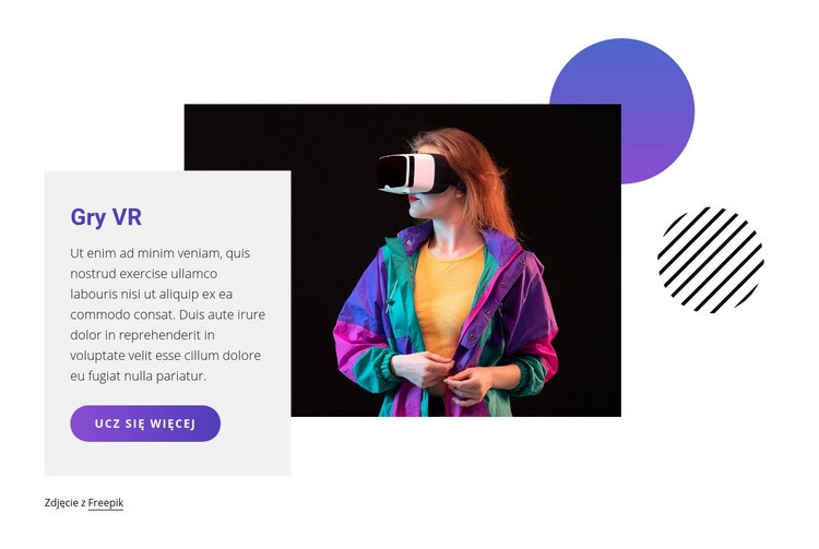 Gry VR Makieta strony internetowej