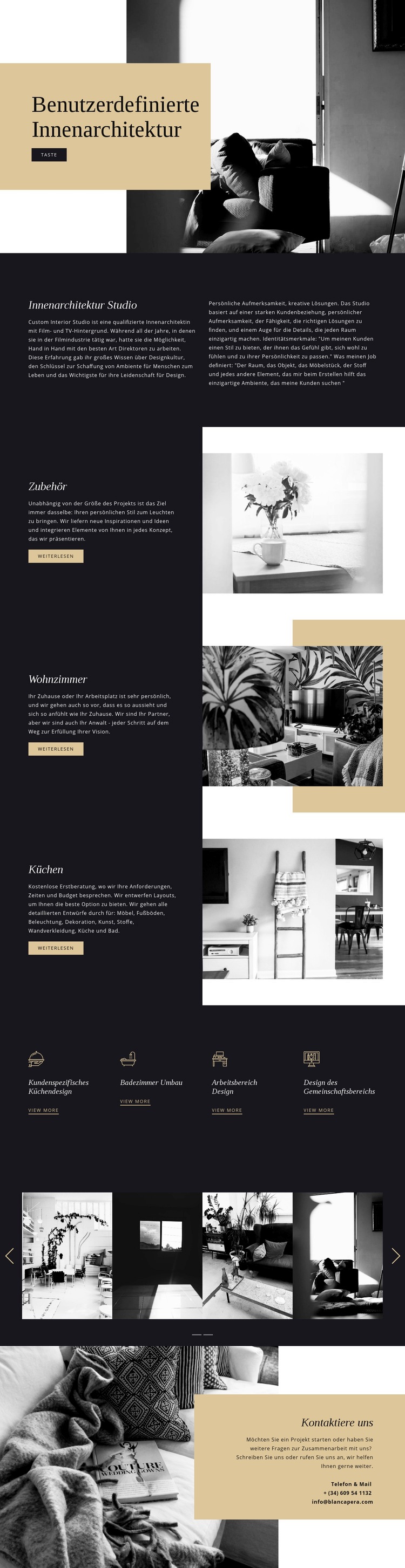 Kundenspezifisches modernes Interieur Website design