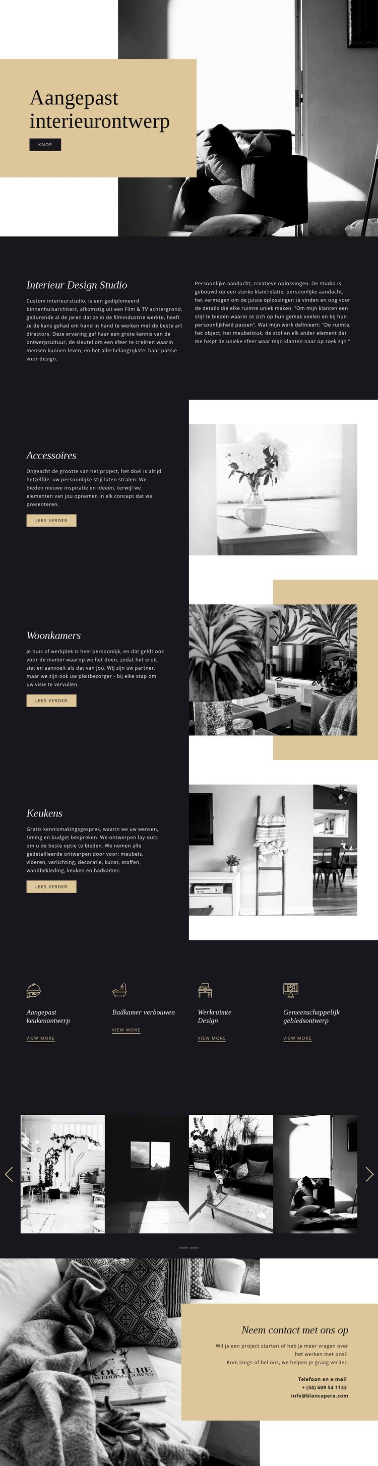 Aangepast modern interieur Website ontwerp