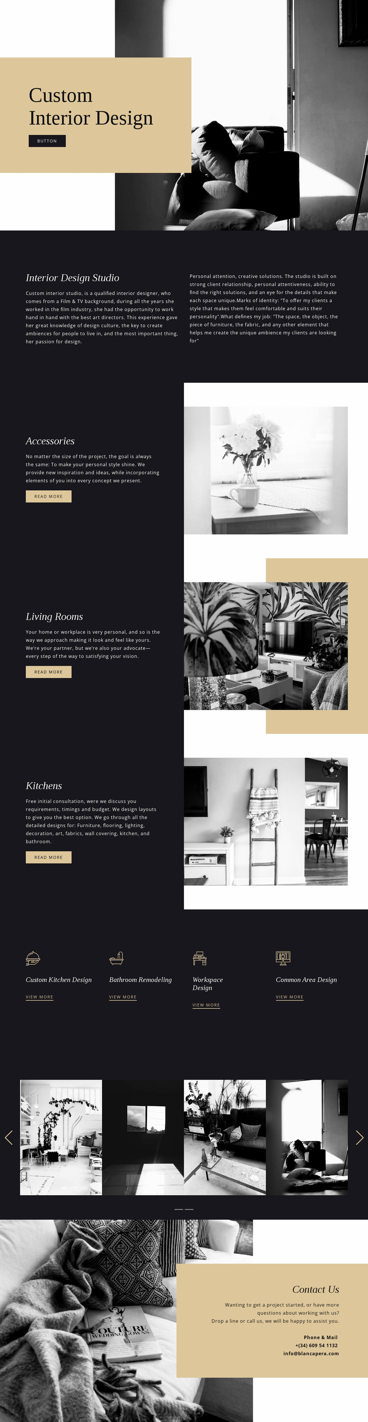 Custom modern interior Website Mockup