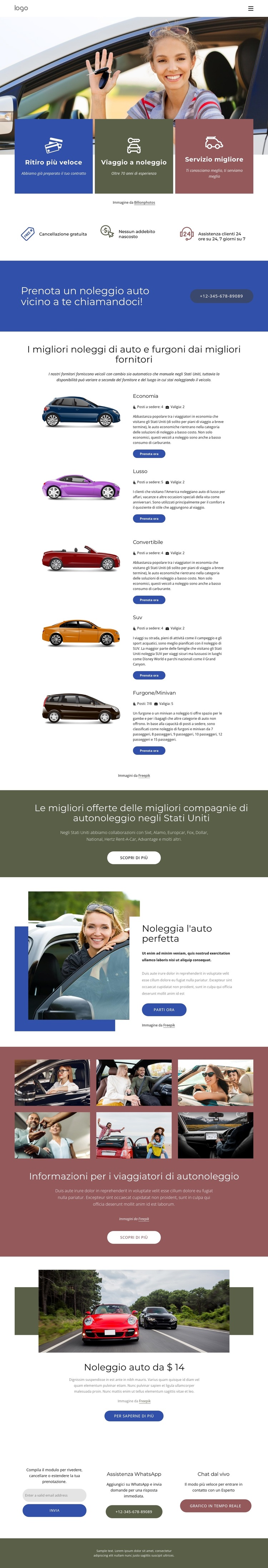 Inizia il tuo viaggio quasi ovunque Modello di sito Web