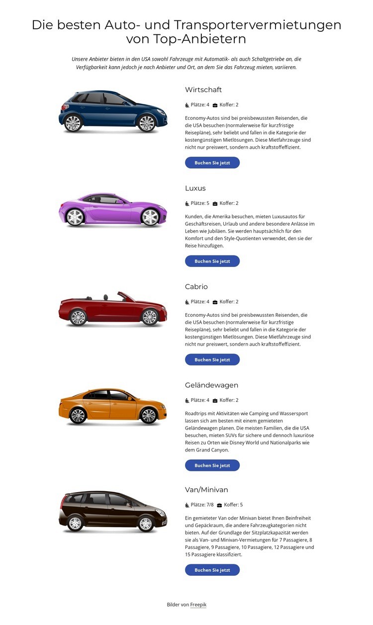 Bestes Auto Website-Modell