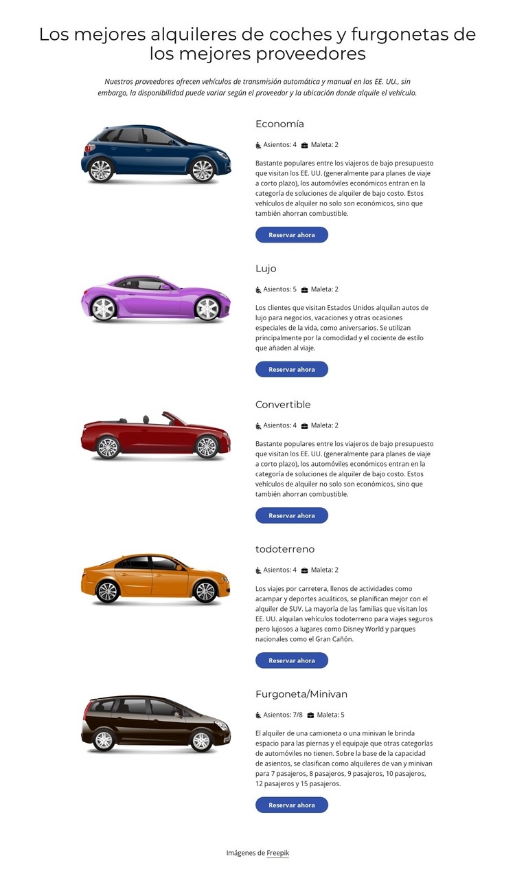 Mejor auto Plantillas de creación de sitios web