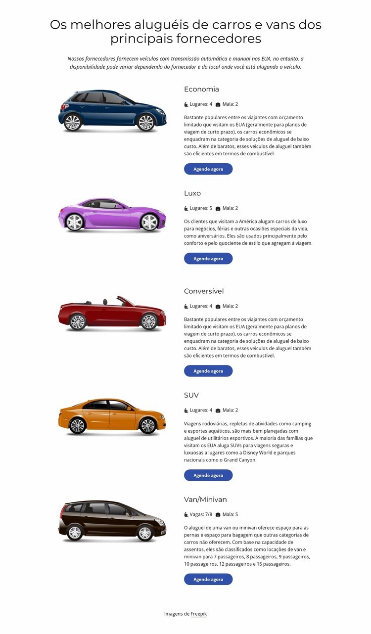 melhor carro Modelos de construtor de sites