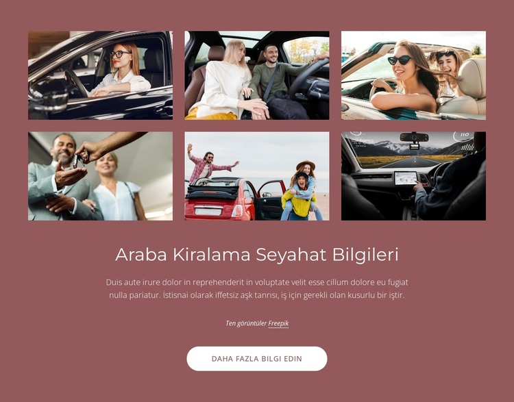 Araç kiralama seyahat bilgileri HTML Şablonu