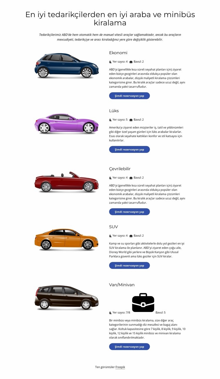 en iyi araba HTML5 Şablonu