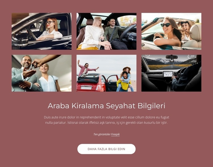 Araç kiralama seyahat bilgileri Web sitesi tasarımı