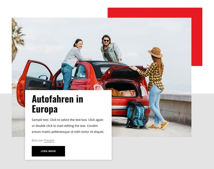 Autofahren in Europa Website-Modell