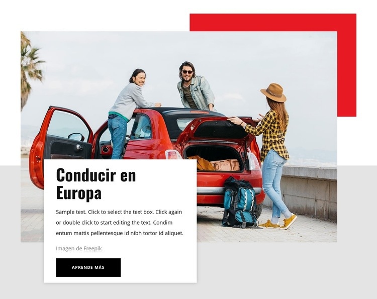 Conducir en Europa Maqueta de sitio web