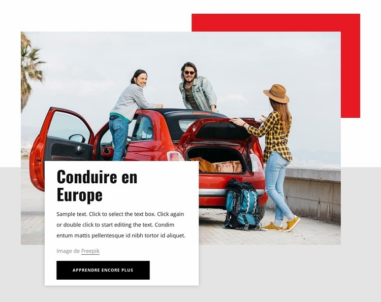Conduire en Europe Maquette de site Web