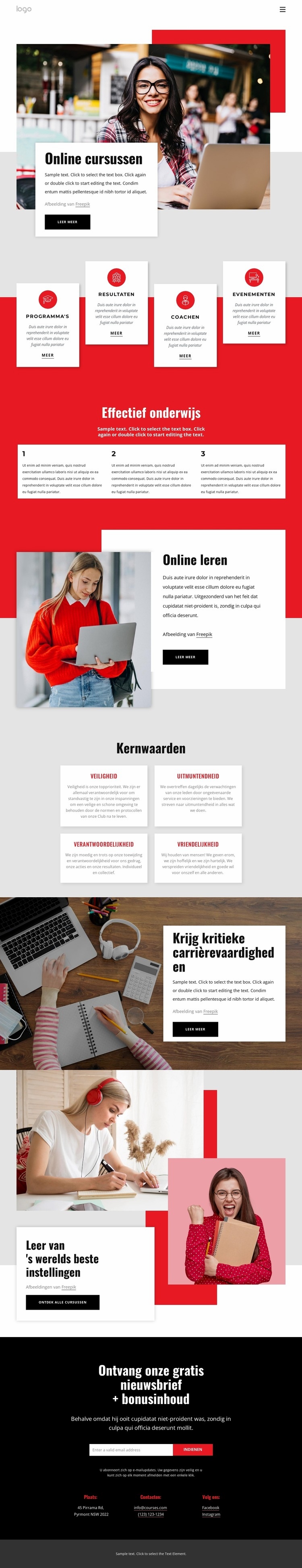 Online cursussen met certificaten Website Builder-sjablonen