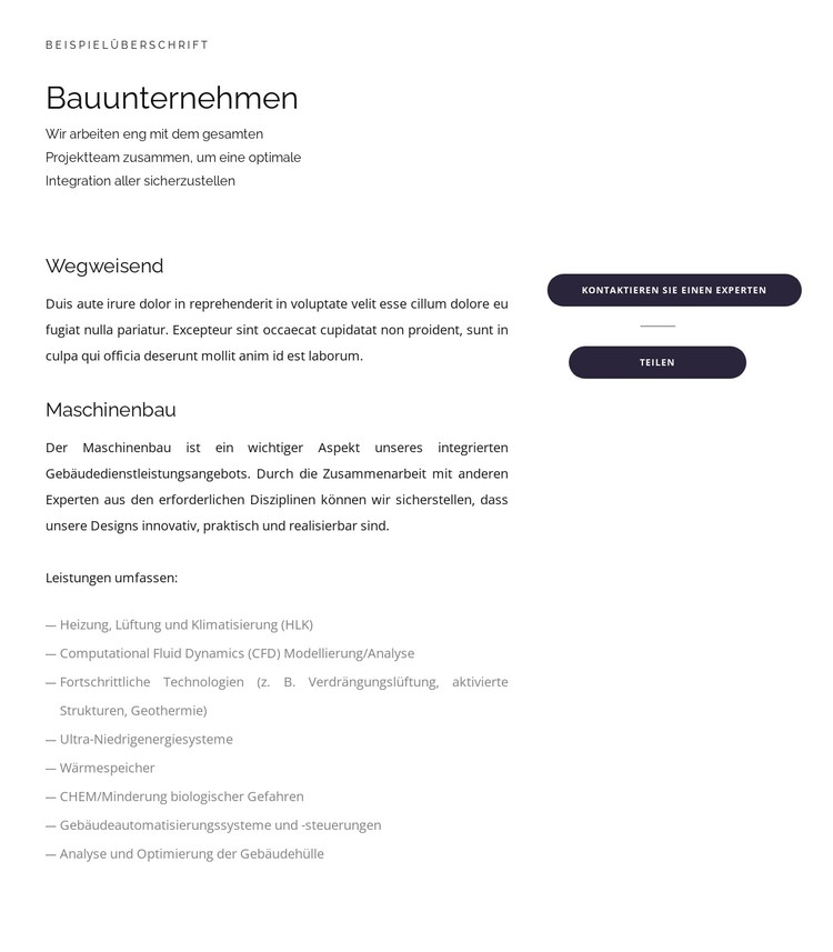 Texte und Schaltflächen CSS-Vorlage