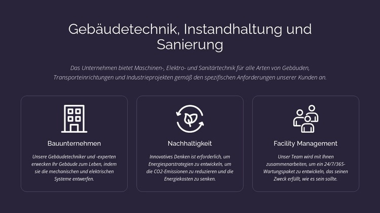 Haustechnik und Instandhaltung Eine Seitenvorlage