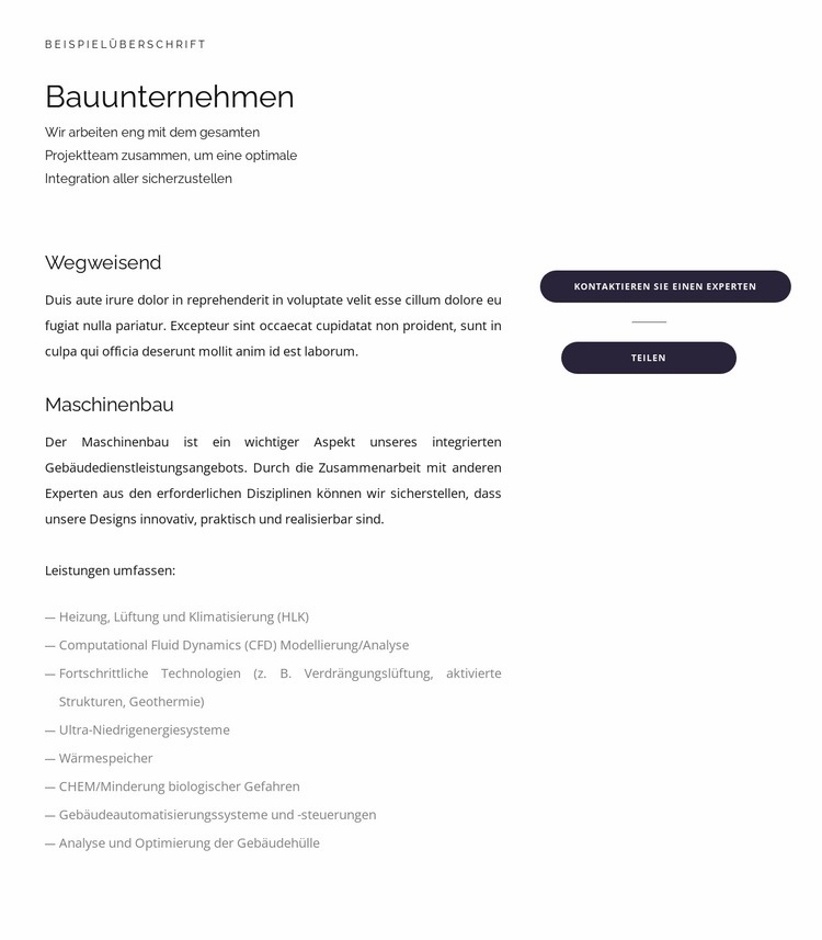 Texte und Schaltflächen HTML5-Vorlage