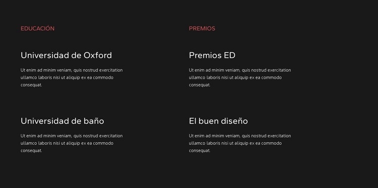 Educación y premios Diseño de páginas web