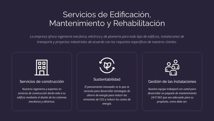 Servicios y mantenimiento de edificios Maqueta de sitio web