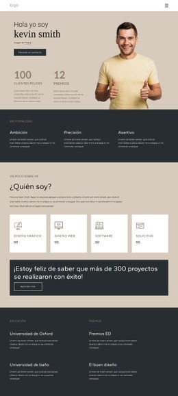 Página Personal Con Portafolio: Plantilla Creativa Multipropósito De Una Página