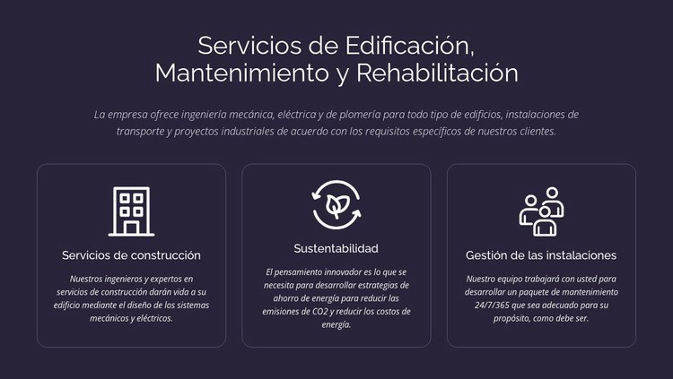 Servicios y mantenimiento de edificios Plantilla de una página