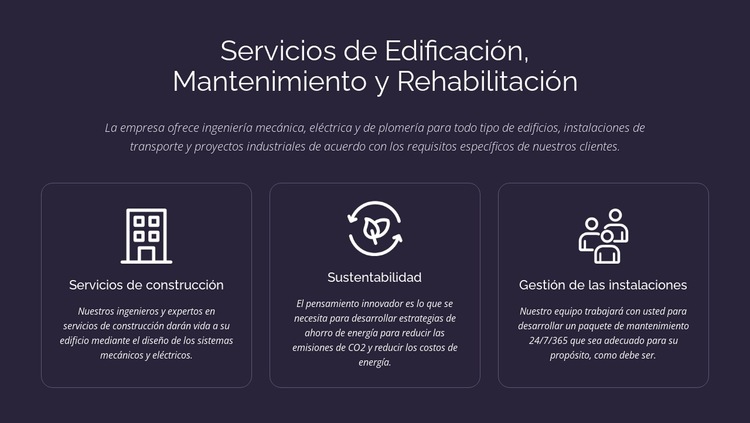 Servicios y mantenimiento de edificios Plantilla de sitio web