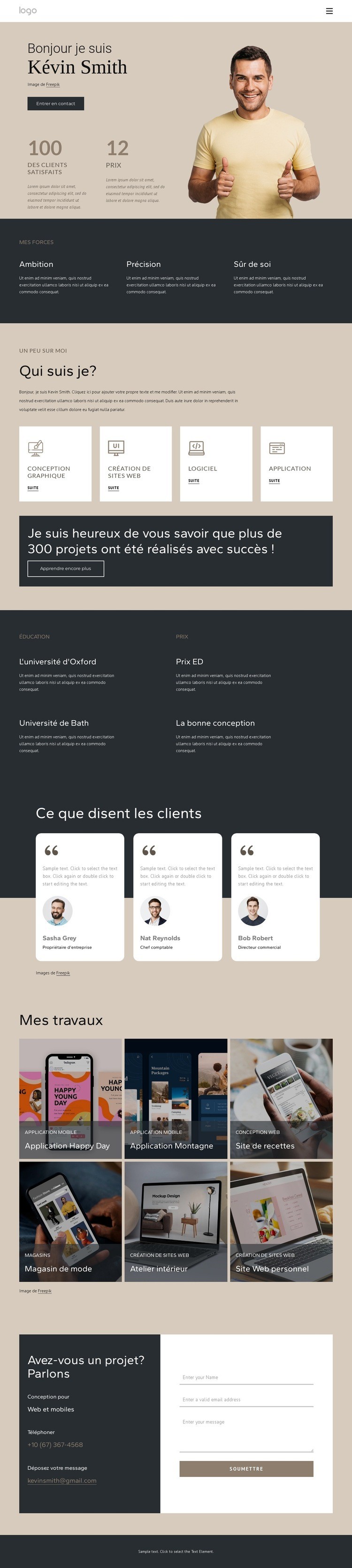 Page personnelle avec portfolio Conception de site Web