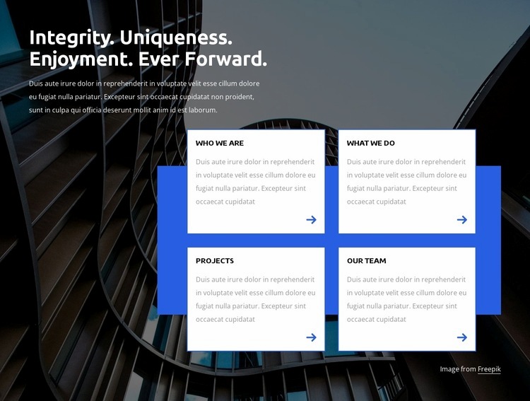 Integrity and uniqueness Homepage Design