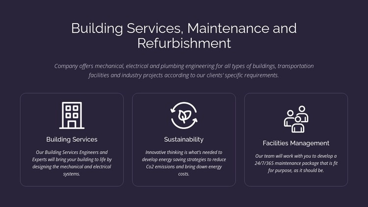 Building services and maintenance Html Code Example