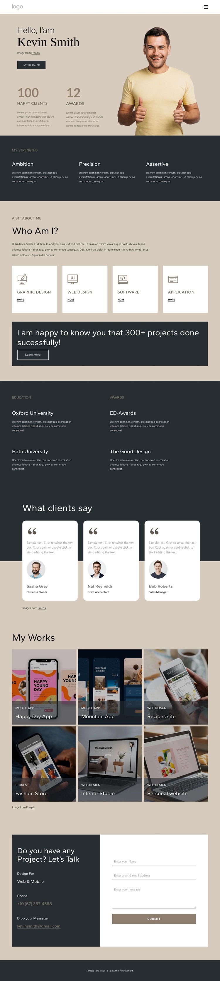 Personal page with portfolio HTML Template