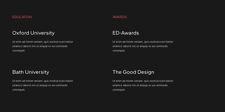 Education and awards Html Website Builder