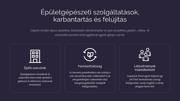 Épületgépészeti szolgáltatások és karbantartás Weboldal sablon