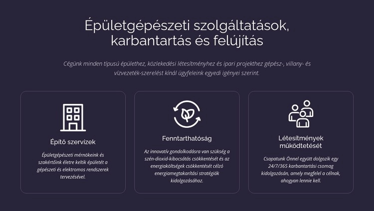 Épületgépészeti szolgáltatások és karbantartás WordPress Téma