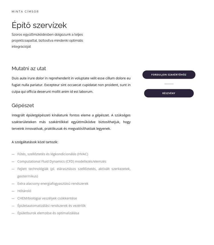 Szövegek és gombok WordPress Téma