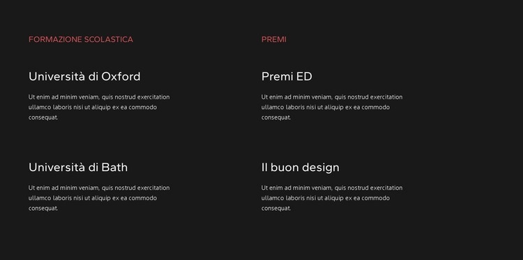 Istruzione e premi Modelli di Website Builder