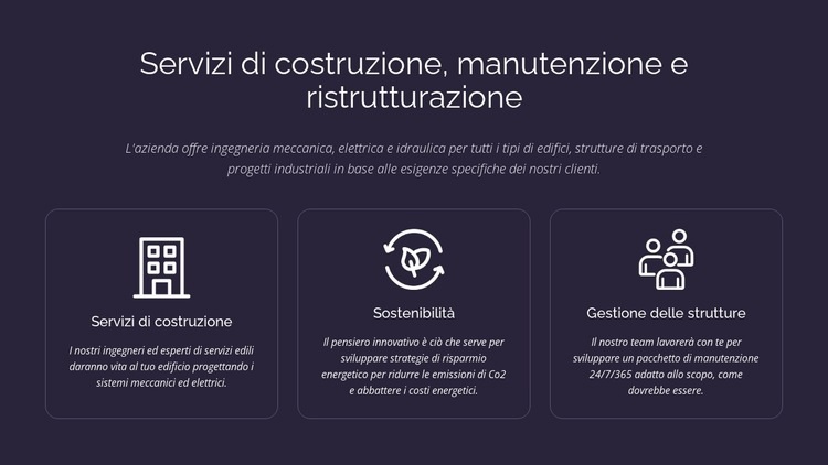 Servizi di costruzione e manutenzione Un modello di pagina