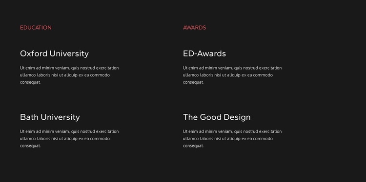Education and awards Joomla Template