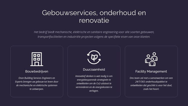 Gebouwservice en onderhoud Website sjabloon