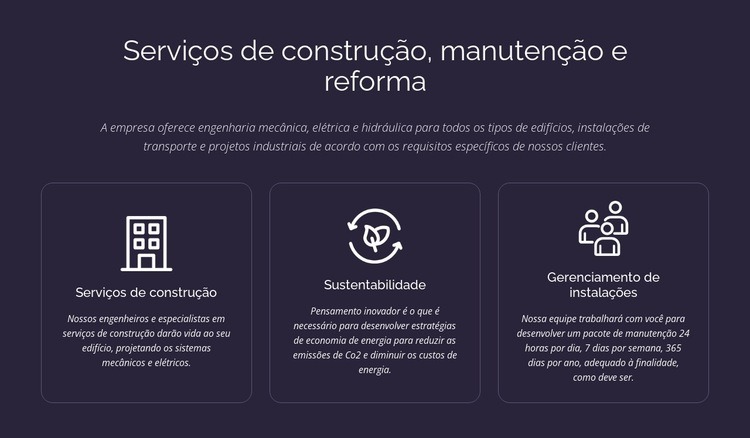 Serviços de construção e manutenção Modelo de uma página