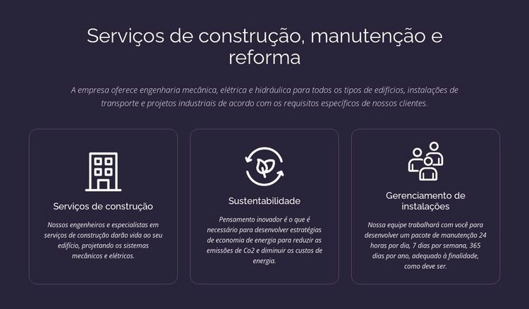 Serviços de construção e manutenção Landing Page