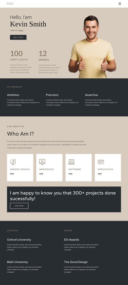 Personalised Examples Pages Personal page with portfolio - Template by Nicepage