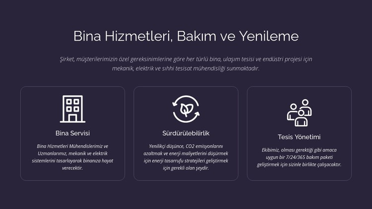 Bina hizmetleri ve bakımı HTML Şablonu