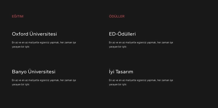 Eğitim ve ödüller Web Sitesi Mockup'ı