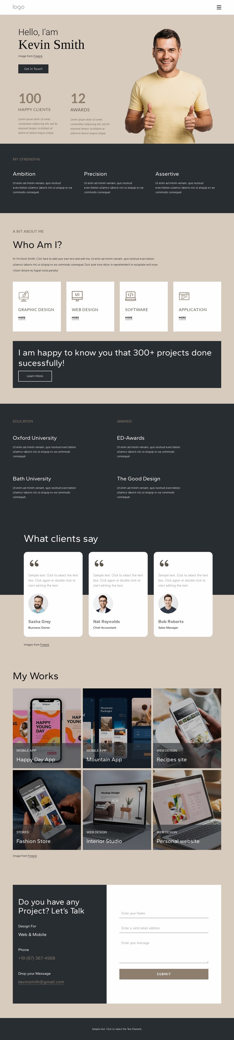 Personal page with portfolio Website Builder Templates