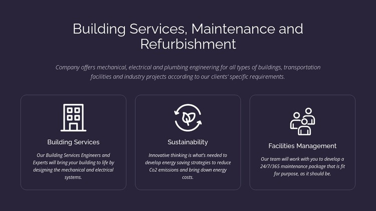 Building services and maintenance Website Mockup