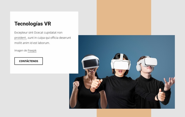 Tecnologías de realidad virtual Maqueta de sitio web