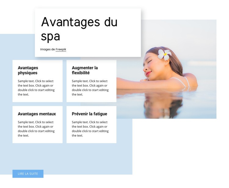 Principaux avantages des traitements de spa Maquette de site Web