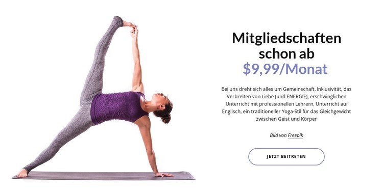 Mitgliedschaften im Yoga-Club CSS-Vorlage