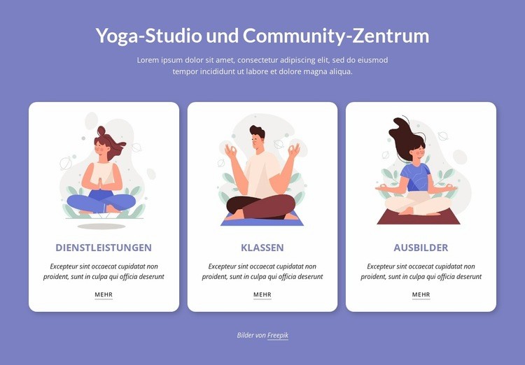 Yoga-Studio und Community-Hub Eine Seitenvorlage