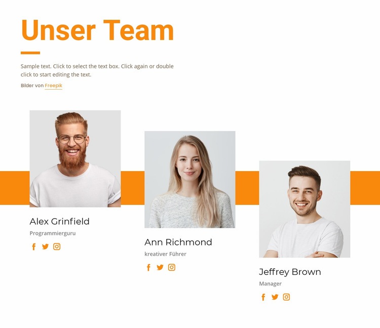 Treffen Sie unser Kreativteam Website Builder-Vorlagen